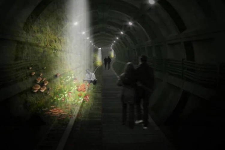 
	O Pop Down pretende ocupar parte do Mail Rail que est&aacute; sob a Oxford Street, rua supermovimentada na cidade, e por isso seria usada como alternativa de passagem
 (Divulgação)