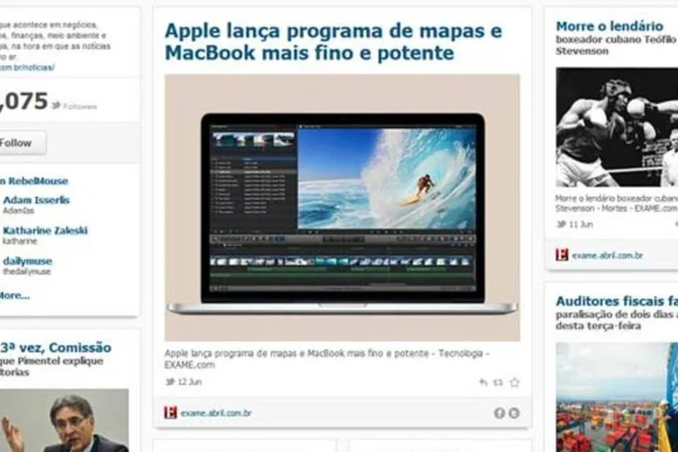 Textos e fotos do Twitter e do Facebook aparecem no Rebel Mouse de forma automática, mas o usuário pode publicar outros itens manualmente (Reprodução)