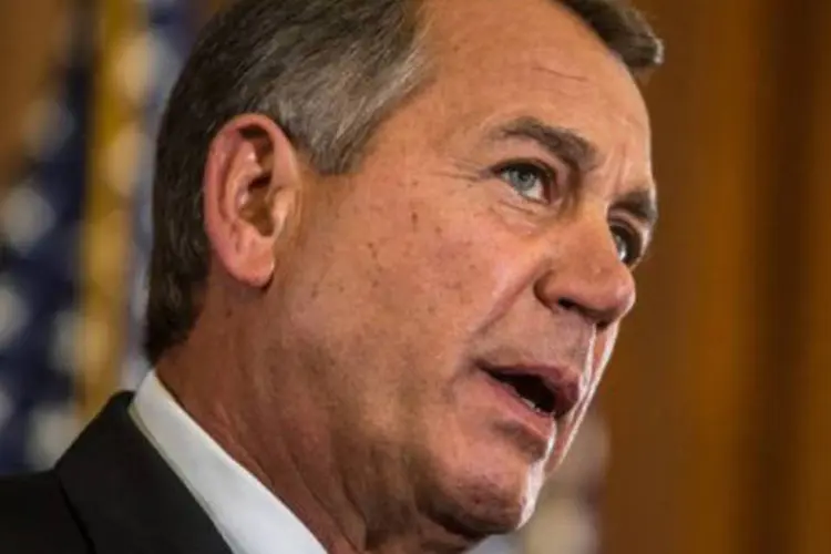 
	O presidente da C&acirc;mara de Representantes, o republicano John Boehner: a Casa &eacute; dominada pelos republicanos, favor&aacute;veis a endurecer consideravelmente a situa&ccedil;&atilde;o dos imigrantes
 (Brendan Hoffman/Getty Images/AFP)
