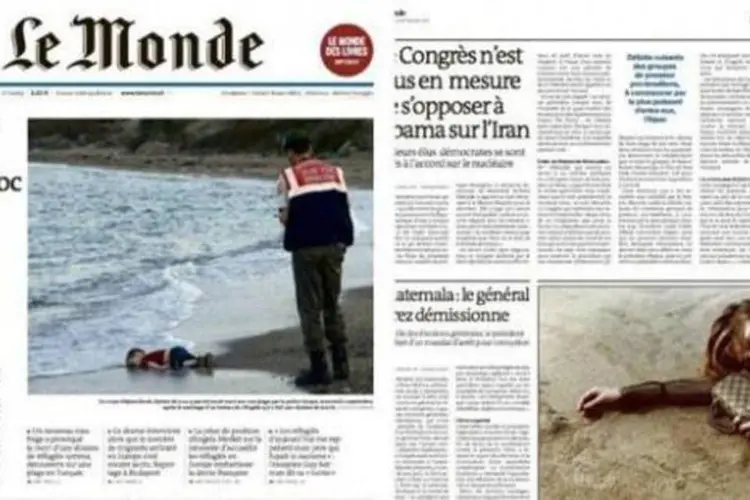 
	Jornal franc&ecirc;s ocasionou a triste compara&ccedil;&atilde;o visual entre a fotografia do menino s&iacute;rio e uma imagem de campanha da grife Gucci
 (Reprodução/Twitter/juanma_lz)