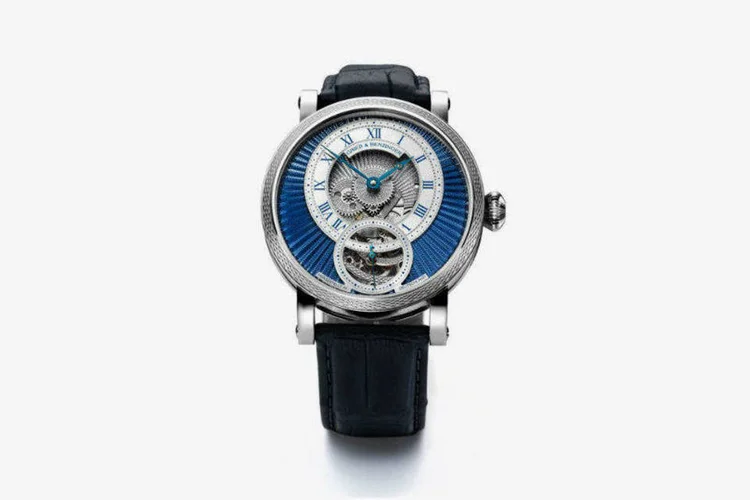 
	Rel&oacute;gio Grieb &amp; Benzinger Blue Polaris: a pe&ccedil;a apresenta, no fundo de seu mostrador, um guilloch&eacute; azul
 (Divulgação/WatchTime Brasil)