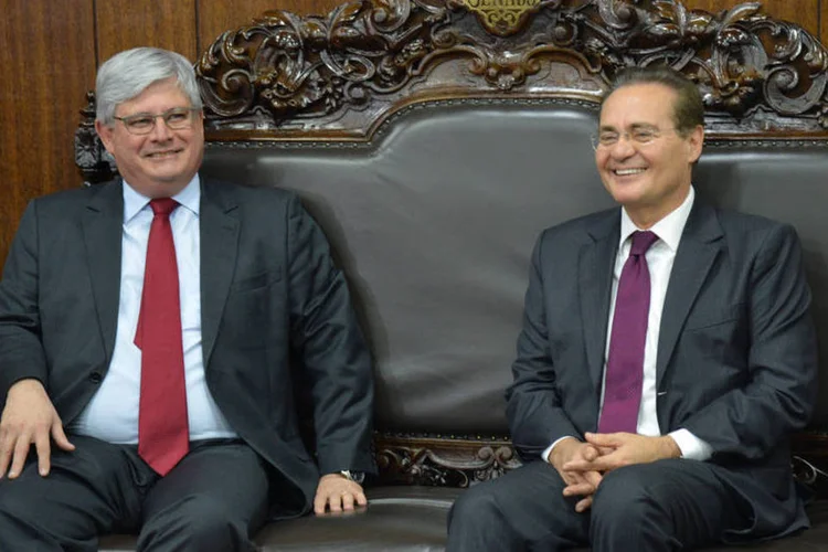 
	Janot e Calheiros: senador j&aacute; havia chamado Janot de mau-car&aacute;ter em outra conversa gravada por Machado
 (Fabio Rodrigues Pozzebom/ Agência Brasil)