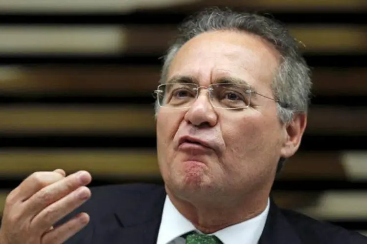 
	Renan Calheiros: a fala do presidente do Congresso foi gravada logo ap&oacute;s o an&uacute;ncio de Cunha
 (Paulo Whitaker/Reuters)