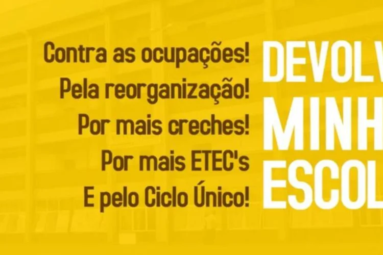 
	Movimento A&ccedil;&atilde;o Popular, que defende a reorganiza&ccedil;&atilde;o escolar, criou a p&aacute;gina chamada &quot;Devolve minha escola&quot;
 (Reprodução/Facebook)
