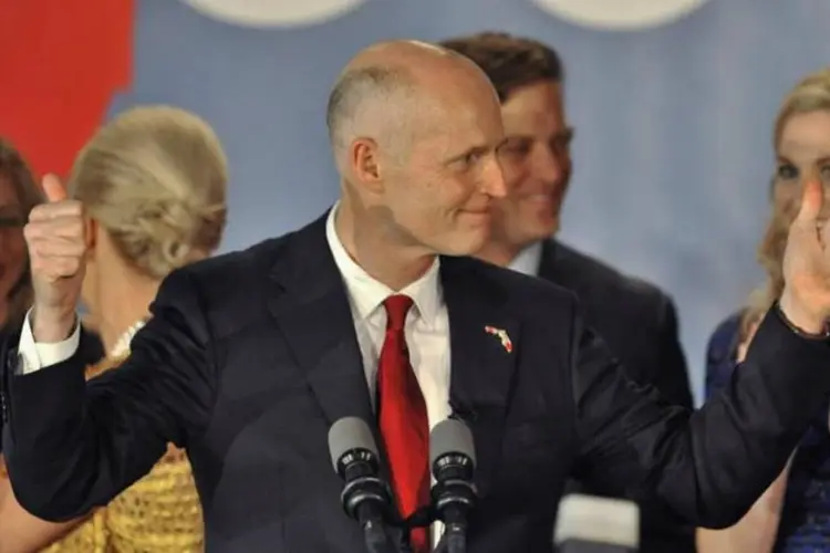 Governador republicano da Flórida, Rick Scott, comemora sua reeleição na Flórida (Steve Nesius/Reuters)