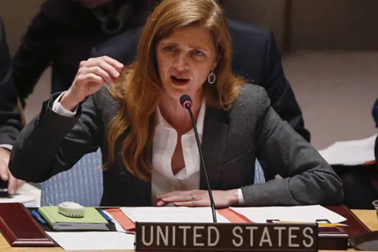 
	Samantha Power: embaixadora dos EUA criticou R&uacute;ssia por apresentar supostas informa&ccedil;&otilde;es incorretas sobre opera&ccedil;&atilde;o ucraniana em grande escala
 (Shannon Stapleton/Reuters)