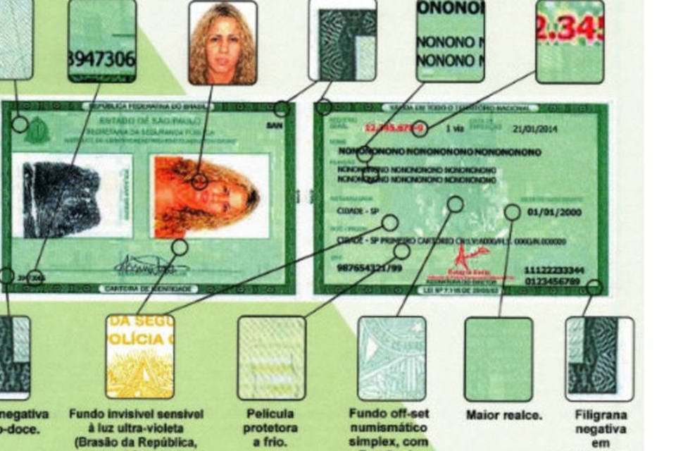 
	Detalhes da nova carteira de identidade que ser&aacute; adotada pelo estado de S&atilde;o Paulo&nbsp;
 (Divulgação/Secretaria de Segurança de São Paulo)