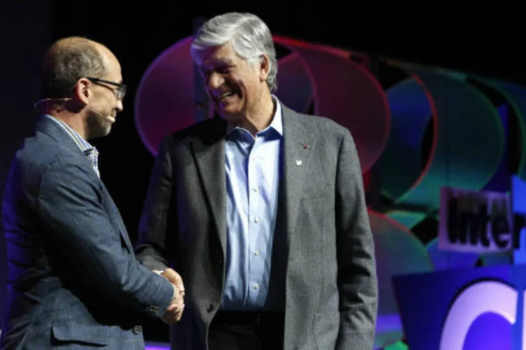 Richard "Dick" Costolo e Maurice Levy: ambos concordam que novos players do universo digital agregam uma variável complexa ao processo de marketing (Patrick T. Fallon/Bloomberg)
