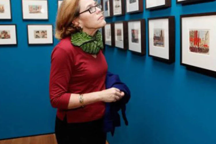 Murais de Rivera exibidos em 8 de novembro durante abertura da exposição no MoMA: em 1931, a mostra, que durou cinco semanas, quebrou recordes de público (Cindy Ord/AFP)