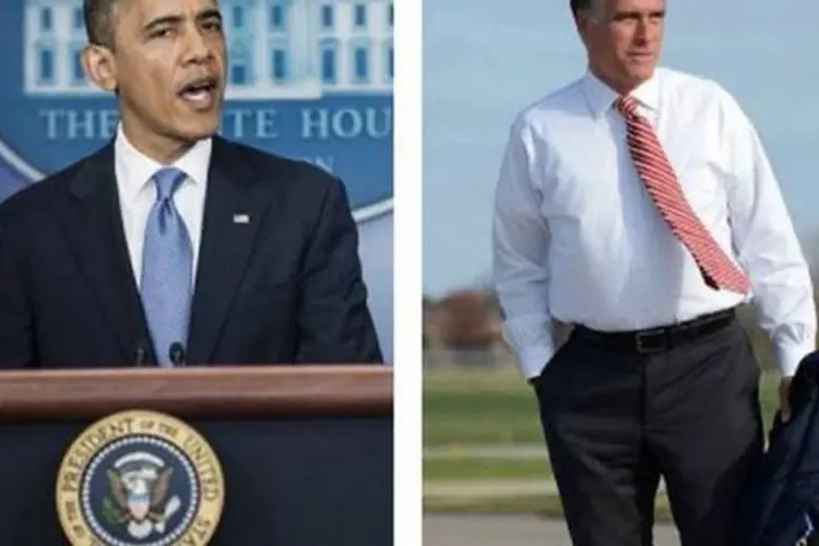 Barack Obama e Mitt Romney disputam a presidência dos EUA (Brendan Smialowski/Emmanuel Dunand/AFP/Montagem de Pedro Zambarda/EXAME.com)