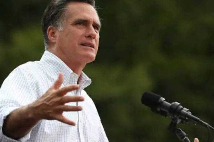 
	O candidato Mitt Romney em campanha em Ohio: republicano destacou que deseja que os EUA voltem a ser a terra das oportunidades
 (Justin Sullivan/Getty Images)
