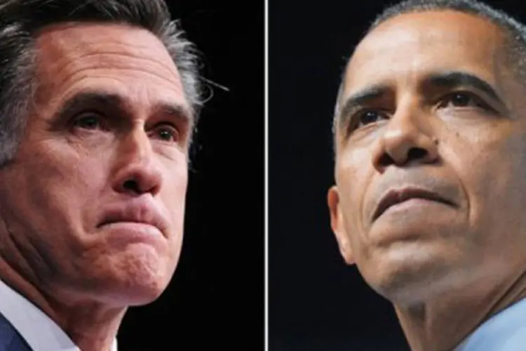 
	Combina&ccedil;&atilde;o de imagens de Mitt Romney (E) e Barack Obama: Romney acusou Obama em v&aacute;rias ocasi&otilde;es durante a campanha de fomentar pol&iacute;ticas econ&ocirc;micas que levar&atilde;o &agrave; crise
 (©AFP / -)