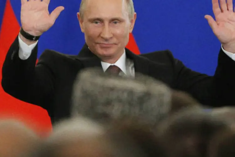 
	Presidente da R&uacute;ssia, Vladimir Putin:&nbsp;Moscou n&atilde;o tinha planos de anexar a Crimeia, disse Putin
 (Maxim Shemetov/Reuters)
