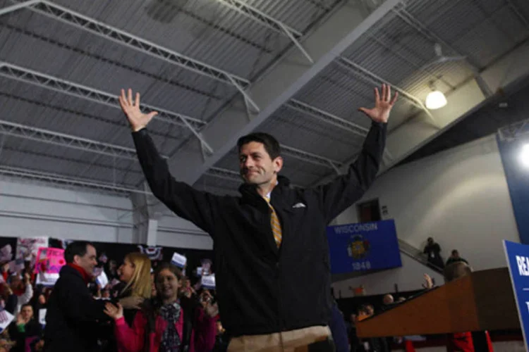 
	&quot;Estivemos em Nevada. Estivemos em Iowa. Estivemos em Ohio. Estivemos no Colorado&quot;, disse o parlamentar de Wisconsin, citando todas as paradas do dia
 (Eric Thayer/Reuters)
