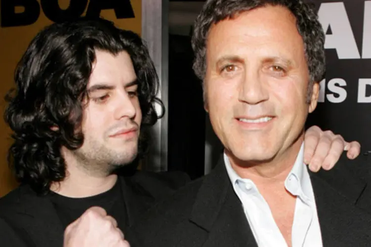 Sage e Frank Stallone na premiere de Rocky Balboa, em 2006: Sage Stallone atuou no cinema ao lado do pai em ''Rocky 5'' (Getty Images)