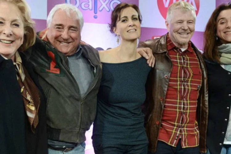 
	Elenco de &quot;Sai de Baixo&quot; durante coletiva de impresa para divulgar epis&oacute;dios in&eacute;ditos da s&eacute;rie de TV
 (Divulgação/ Viva)