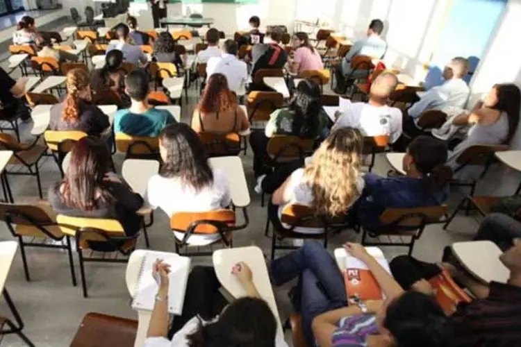 Sala de aula em uma universidade particular: classe C e D estão cada vez mais no ensino superior (Kiko Ferrite/Exame)