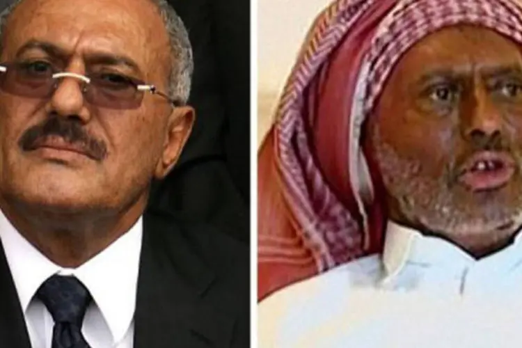 Ali Abdullah Saleh, antes e depois: presidente do Iêmen foi submetido a oito cirurgias (AFP)
