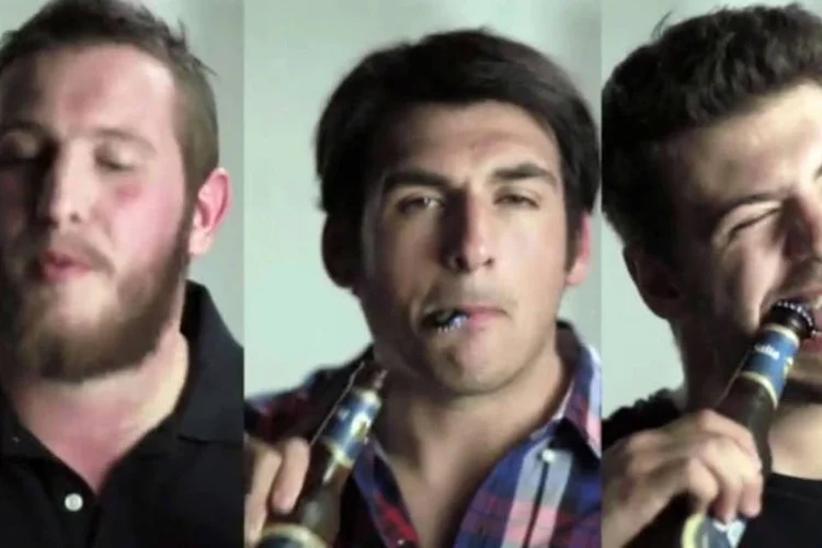 Comercial da Salta: humor e ficção para criar dente que serve de abridor de garrafas (Reprodução)