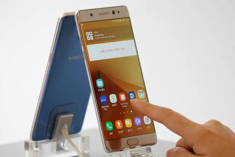 
	Galaxy Note 7: smartphone da Samsung apresentou problemas na bateria
 (Kim Hong-Ji / Reuters)
