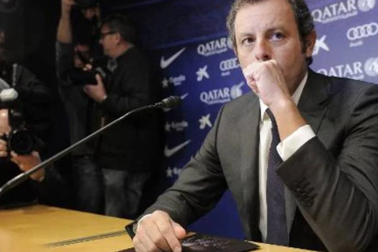 Sandro Rosell, ex-presidente do Barcelona: ele prestou depoimento hoje na Justiça espanhola sobre suspeitas de fraudes na contratação de Neymar (Josep Lago/AFP)