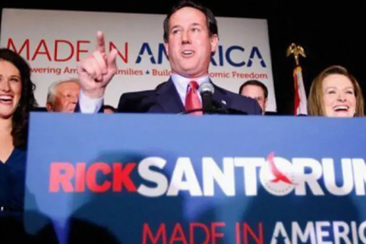 Rick Santorum também venceu nos caucus em Minnesota com uma vantagem muito confortável ante seus adversários (Whitney Curtis/Getty Images/AFP)