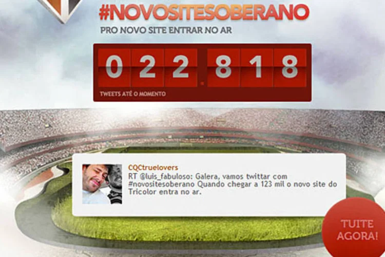 A campanha do São Paulo Futebol Clube encoraja os torcedores a tuitar com a hashtag do clube (Reprodução)