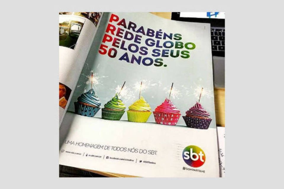 SBT faz propaganda parabenizando a Rede Globo