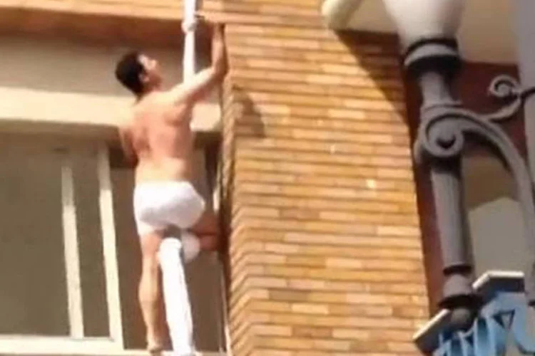 Trecho do viral da Discovery que colocou um amante pulando de uma janela no centro da cidade de São Paulo (Reprodução)