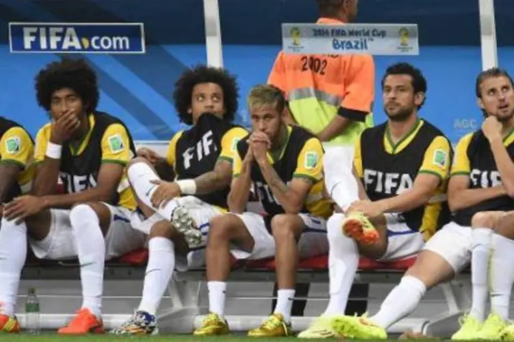 Jogadores brasileiros na disputa pelo terceiro lugar da Copa do Mundo (Fabrice Coffrini/AFP)