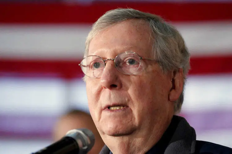 Mitch McConnell: o líder republicano também comentou sobre a votação de confirmação de Neil Gorsuch, o escolhido de Trump para a Suprema Corte (John Sommers II/Reuters/Reuters)