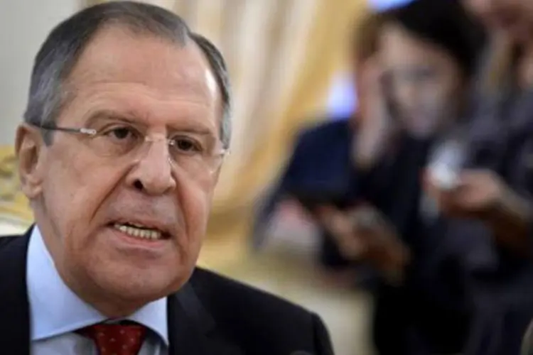 
	Chanceler russo Sergei Lavrov: ressaltou que a rela&ccedil;&atilde;o inclui apenas os que &quot;apoiaram ativamente o golpe de Estado na Ucr&acirc;nia&quot;
 (Alexander Nemenov/AFP)