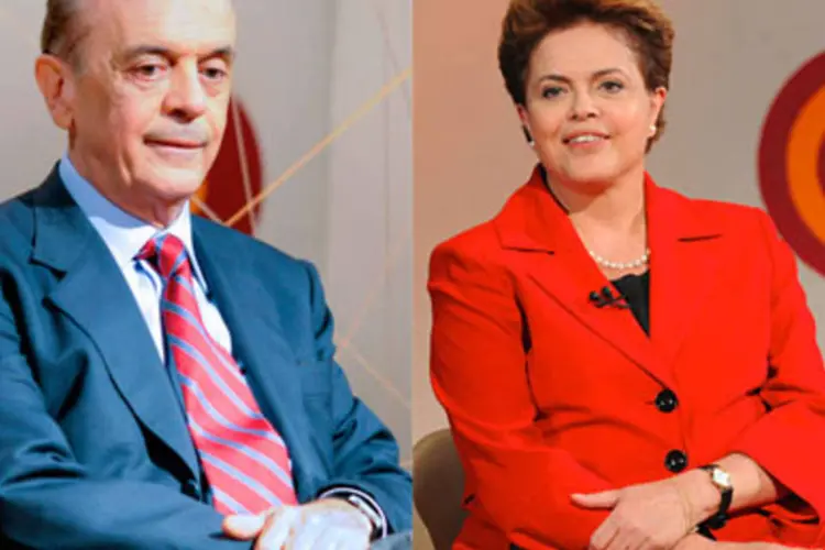 O candidato do PSDB, José Serra, e a candidata do PT, Dilma Rousseff