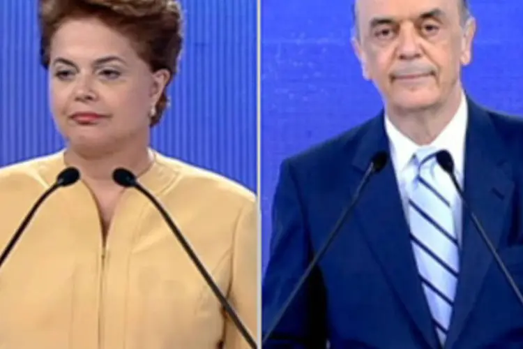 Dilma e Serra em debate da TV Record antes do 2º turno das eleições presidenciais de 2010 (EXAME.com)