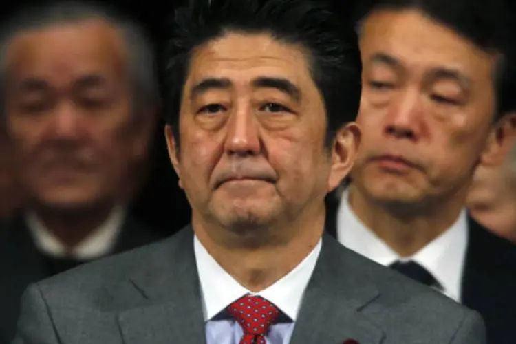 Primeiro-ministro do Japão, Shinzo Abe: Abe obteve uma nota de 0,99 pontos, de um total de 10 possíveis, uma soma idêntica à obtida pelo jovem líder do país vizinho (Yuya Shino/Reuters)