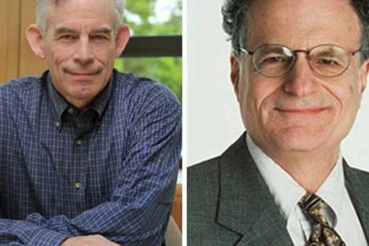 Christopher Sims (e) e Thomas Sargent, dupla vencedora do Nobel  (Divulgação)