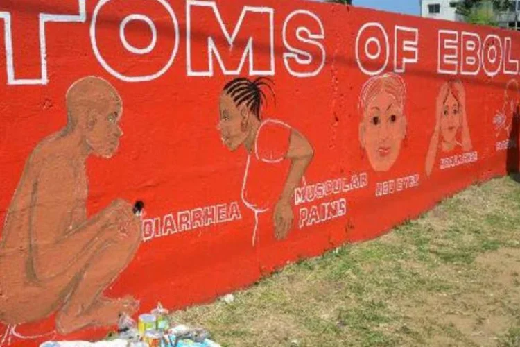 Artista pinta sintomas do ebola: epidemia deixa mais de 2.000 mortos  (Dominique Faget/AFP)