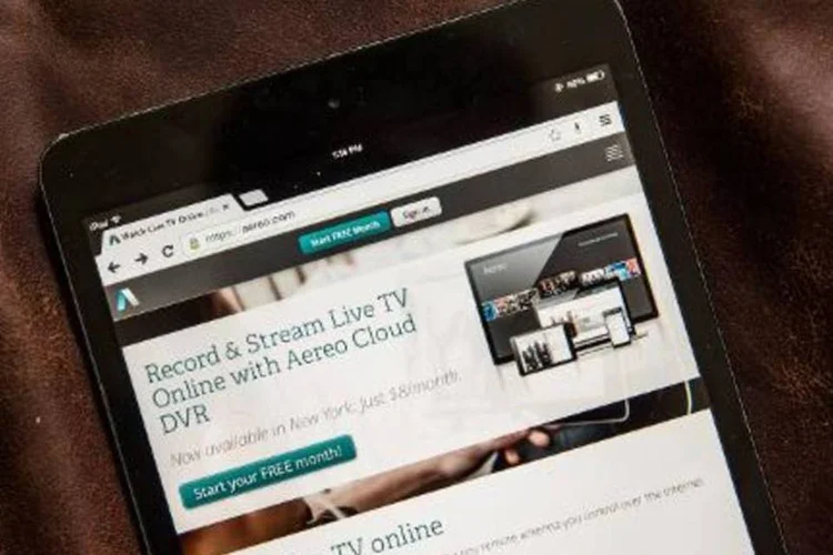Tela do site da empresa Aereo: empresa oferece serviços sem pagamento de assinatura (Andrew Burton/AFP)