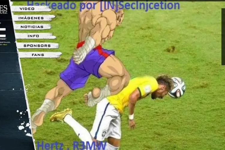 Site de jogador James Rodriguez foi hackeado e exibia imagem de lutador de popular jogo de lutar (Reprodução)