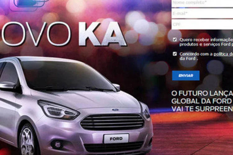 Site do novo Ford Ka: segundo projeto global desenvolvido no Brasil, o Ka será vendido no Brasil com um motor 1.0 de três cilindros em linha (Reprodução/Ford)