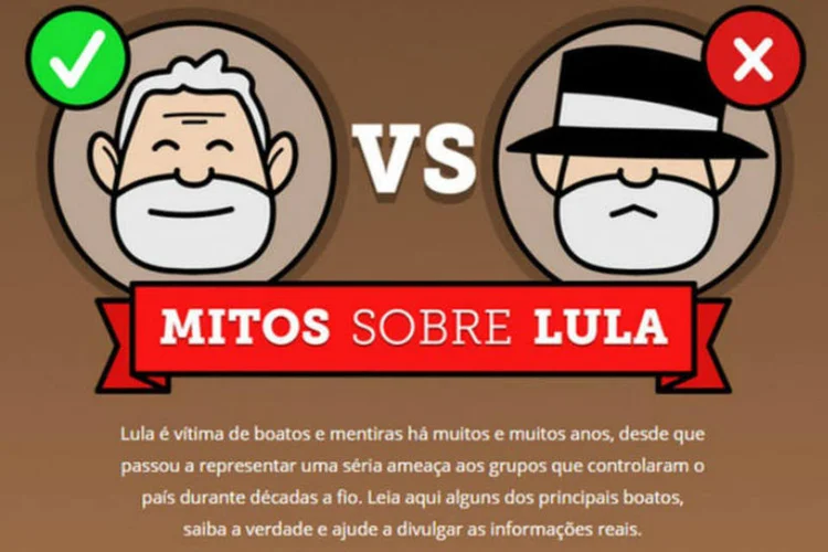 Imagem do conteúdo interativo lançado pelo Instituto Lula sobre "mitos e verdades" do líder petista (Reprodução)