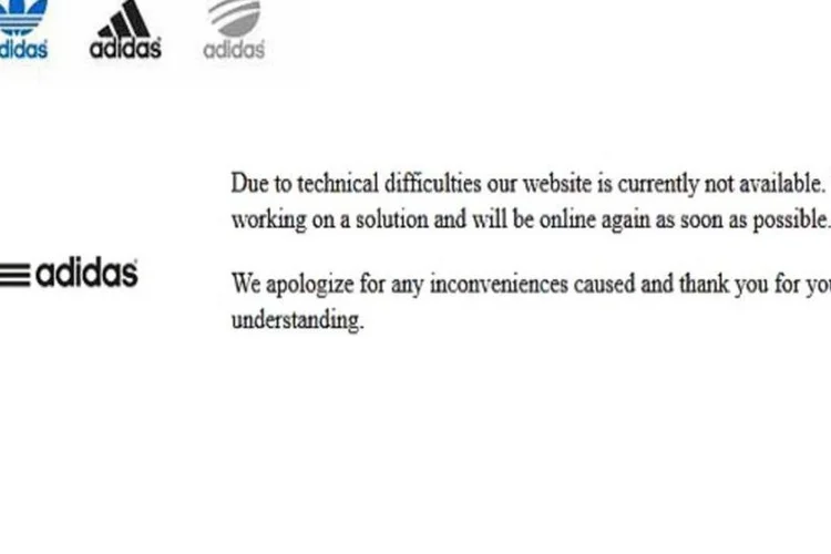 Após ataque, site da Adidas continua fora do ar (Reprodução da web)