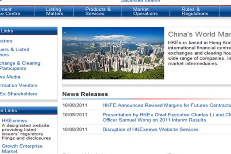 Bolsa de Hong Kong informou que o seu site já voltou a operar com normalidade (Reporudção)