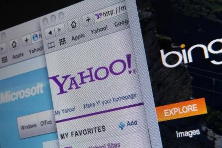 Os sites Bing, Yahoo e Microsoft são vistos em um computador (Justin Sullivan/AFP)