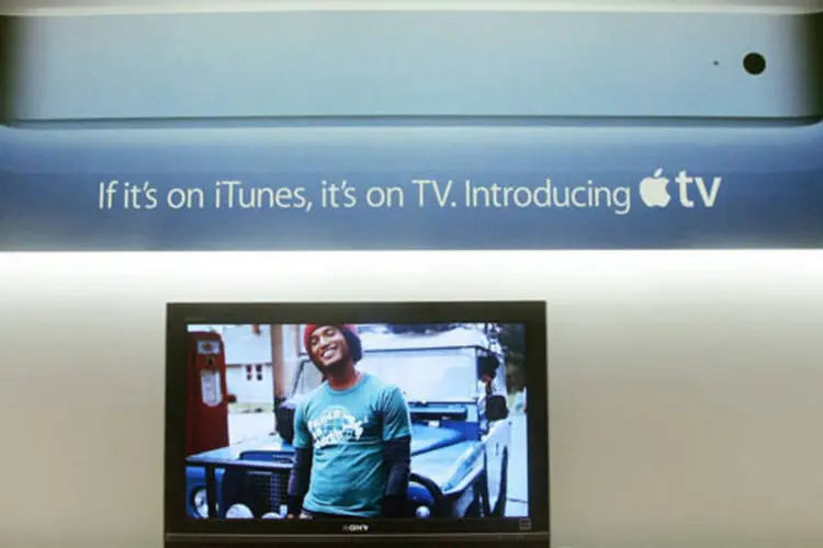 
	Apple TV:&nbsp;Apple TV &eacute; atualmente o &uacute;nico produto da empresa presente na &quot;sala de estar&quot; do usu&aacute;rio
 (Mario Tama/Getty Images)