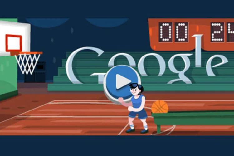 Google transformou o doodle desta quarta em jogo interativo de basquete para comemorar a fase de quartas de final do torneio masculino (Reprodução)