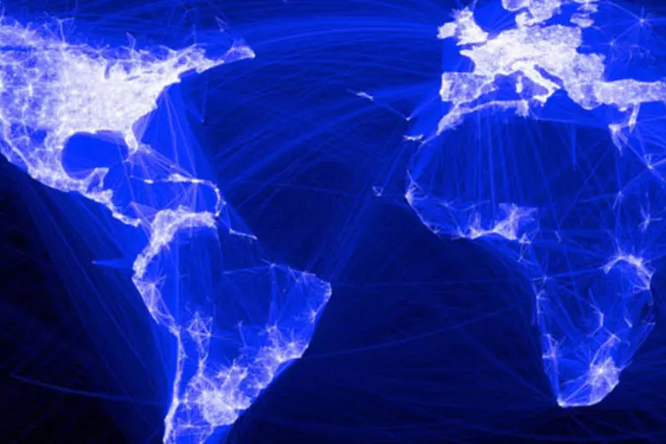Mapa mostra as conexões entre usuários do Facebook: Um usuário ativo no Facebook não necessariamente significa alguém usando o site da rede social (Reprodução/Facebook)