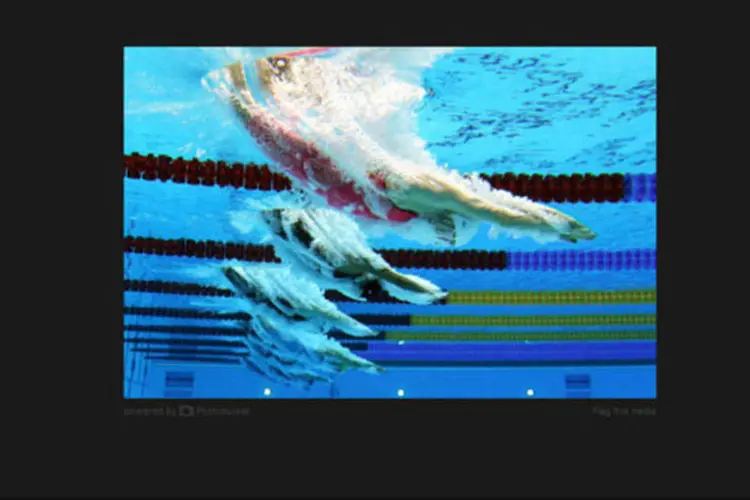 Largada da natação durante os Jogos Olímpicos de Londres 2012 (Reprodução/ @L2012PoolCam/ Getty Images)
