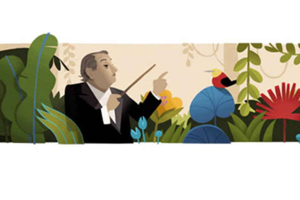 Homenagem do Google aos 125 anos do nascimento do compositor e maestro Heitor Villa-Lobos (Google.com)