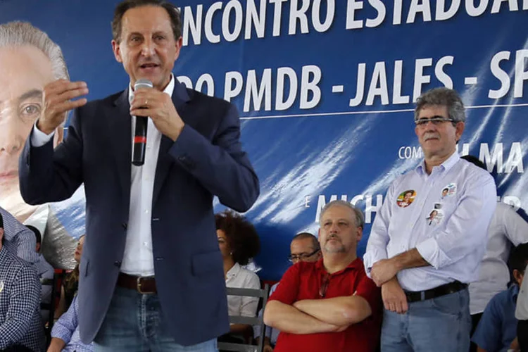 Paulo Skaf durante um encontro estadual do PMDB, na cidade de Jales (Ayrton Vignola/Skaf 15/Divulgação)